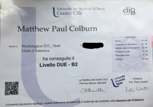 certificate Italian language